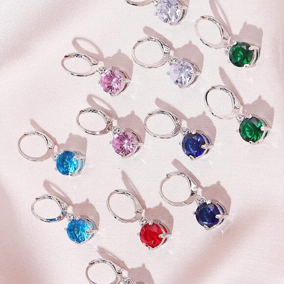 Colorful 6 Pairs Leverback Drop Dangle Earrings Set for Women, 8MM Big Shiny Mul - Picture 5 of 7